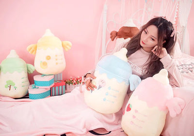 Kawaii Baby Bottle Cushion And Blanket