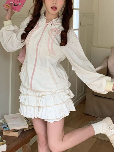 Berry Milkshake Dotty Jacket and Skirt