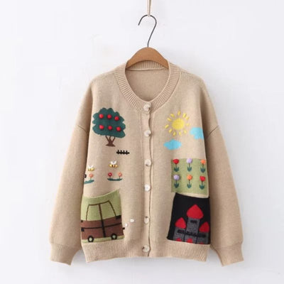 Cartoon Knit Cardigan