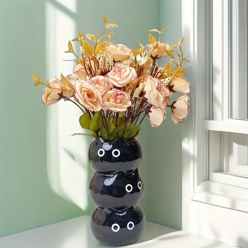 Charming Kawaii Siamese Cat Vase and Holder