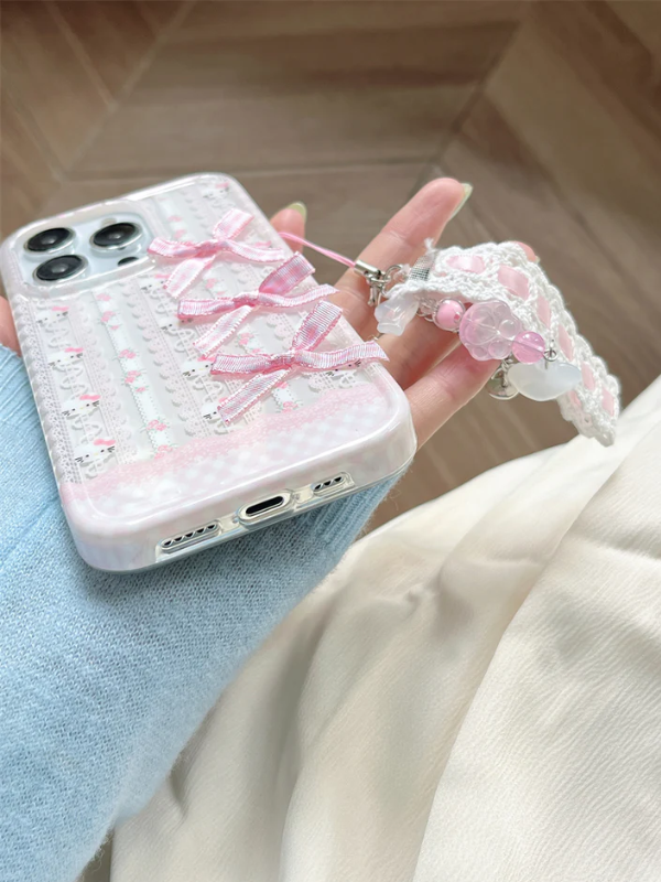 Coquette Pink Bow Phone Case with Charm