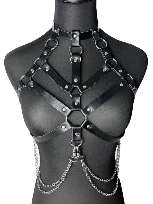 Dark Angel Harness, a bold and edgy accessory featuring dark, gothic elements with straps, buckles, and a mysterious vibe, perfect for a daring, stylish look.