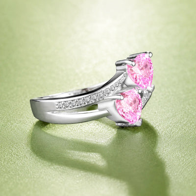 Double Pink Hearts Promise Ring