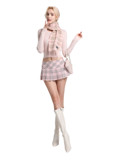 Girly Plaid Pleated Mini Skirt