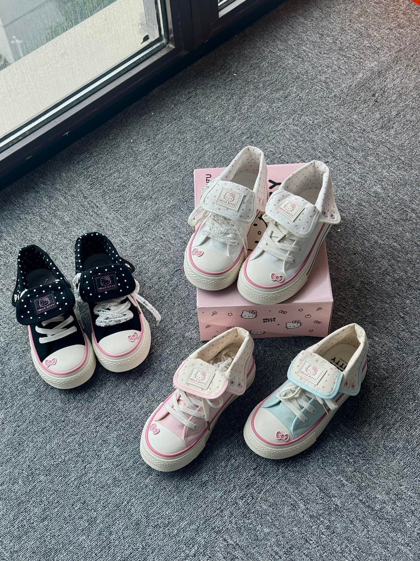 Foldable Hightop Canvas Lace-Up Women's Shoes