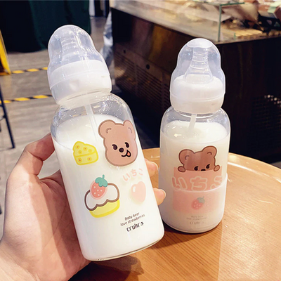 Kawaii Bear Glass Water Bottle