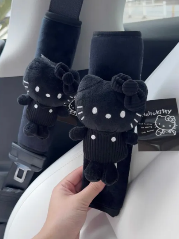 Kawaii Kitty Seat Belt Protector Black