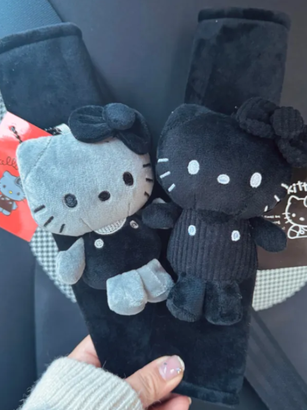 Kawaii Kitty Seat Belt Protector Black
