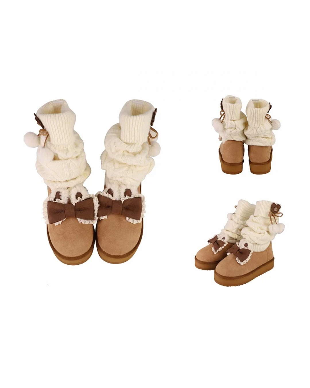 Kawaii Winter Boots With Bear Socks