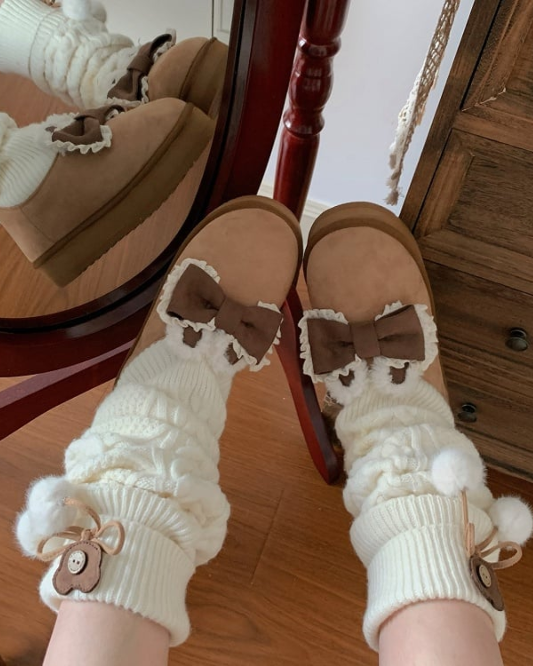 Kawaii Winter Boots With Bear Socks