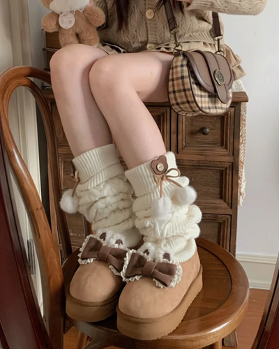 Kawaii Winter Boots With Bear Socks