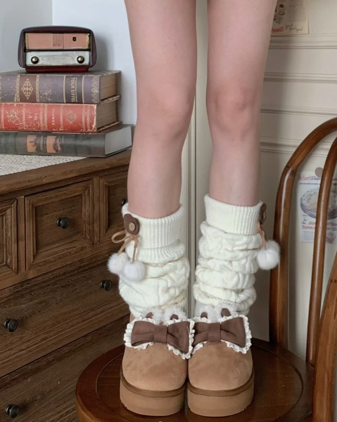 Kawaii Winter Boots With Bear Socks