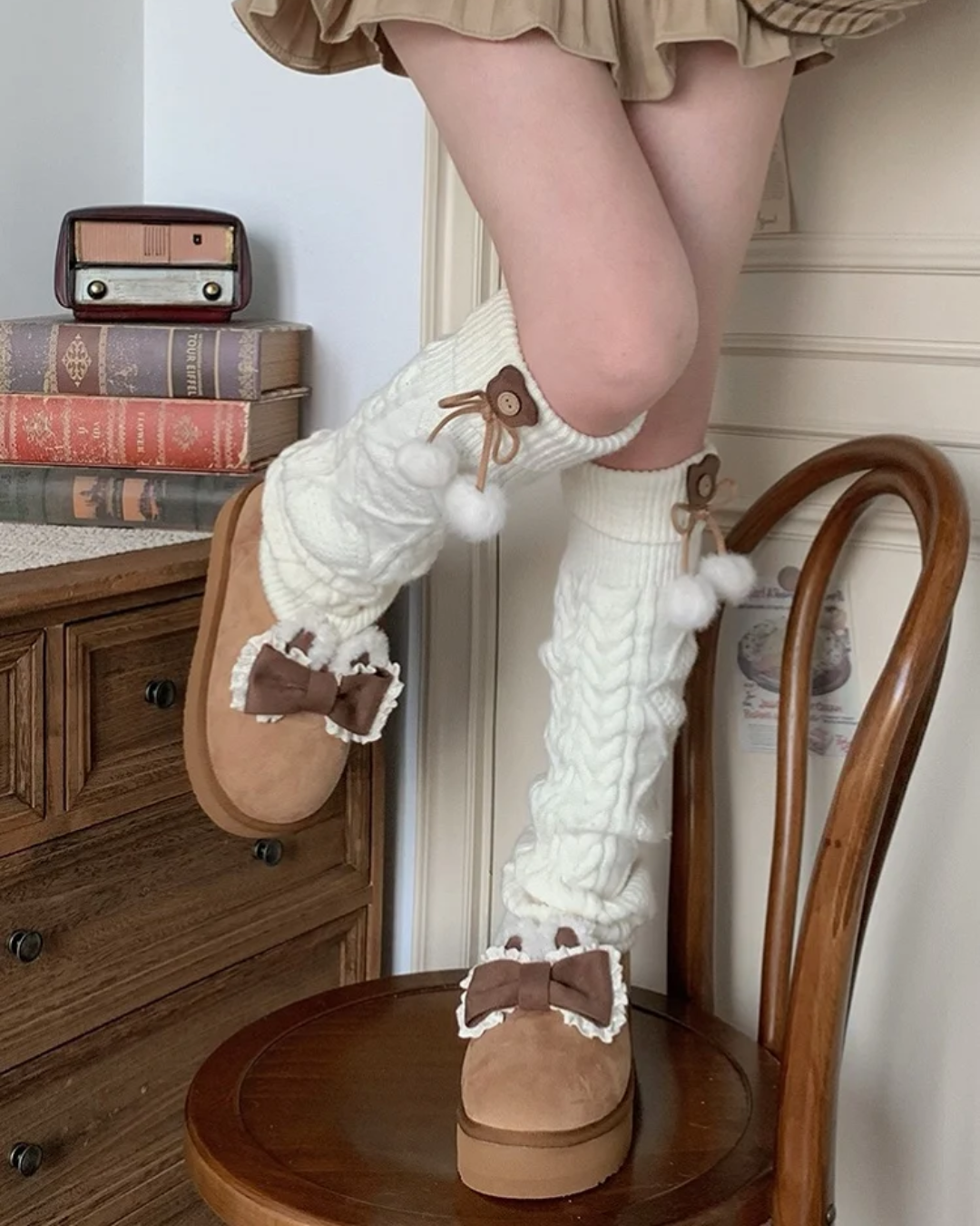 Kawaii Winter Boots With Bear Socks