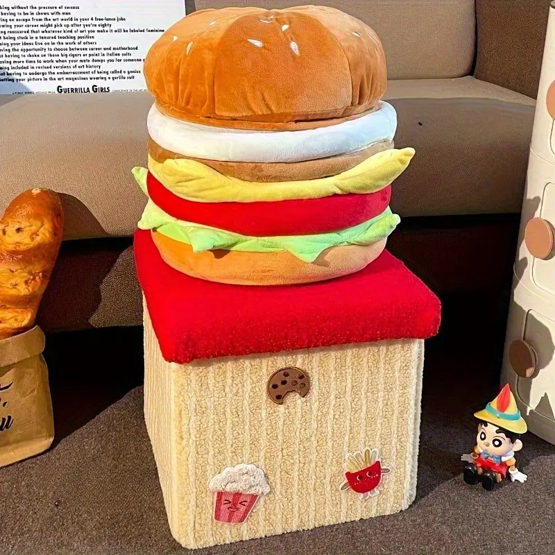 Kawaii Hamburger Storage Basket with Lid