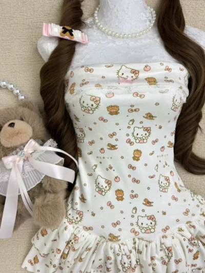 Kawaii Kitty Dress-White