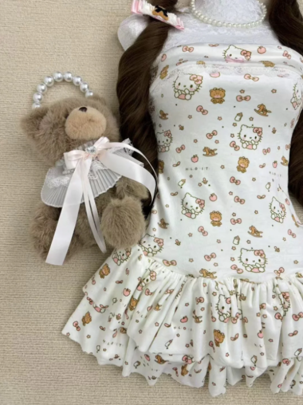 Kawaii Kitty Dress-White