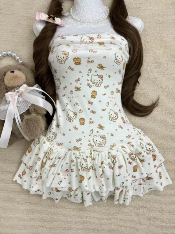 Kawaii Kitty Dress-White