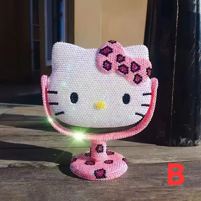 Kawaii Kitty Makeup Mirror with Rhinestones