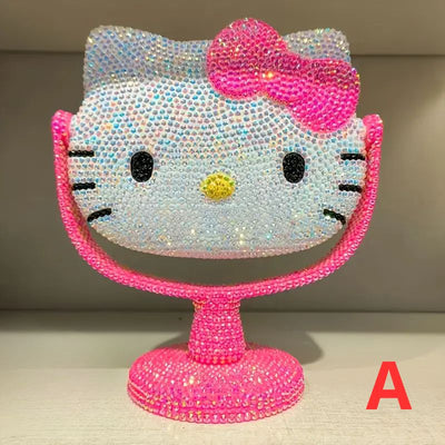 Kawaii Kitty Makeup Mirror with Rhinestones