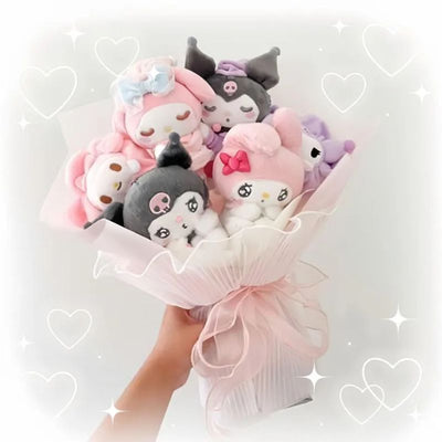 Kawaii plush bouquet inspired by Kuromi and My Melody – cute everlasting gift