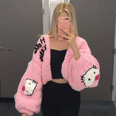 Handmade pastel pink knit kawaii cardigan