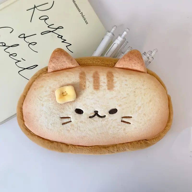 Kawaii Plush Cat Pencil Case – Large Capacity Stationery Organizer