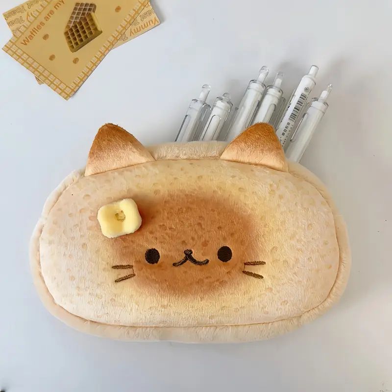 Kawaii Plush Cat Pencil Case – Large Capacity Stationery Organizer