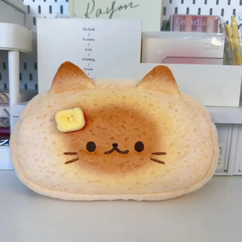 Kawaii Plush Cat Pencil Case – Large Capacity Stationery Organizer