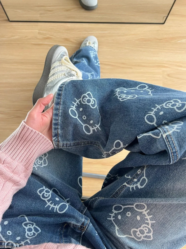 Kitty Face High-Waisted Jeans