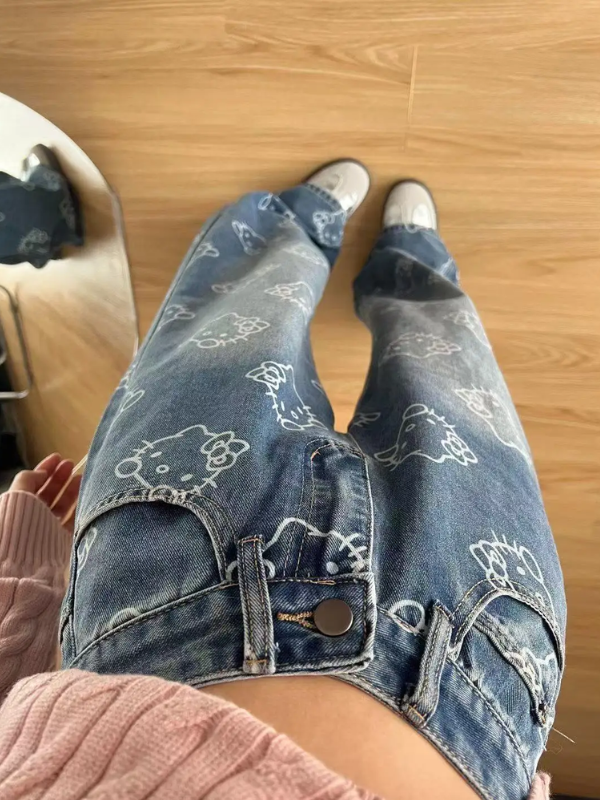 Kitty Face High-Waisted Jeans