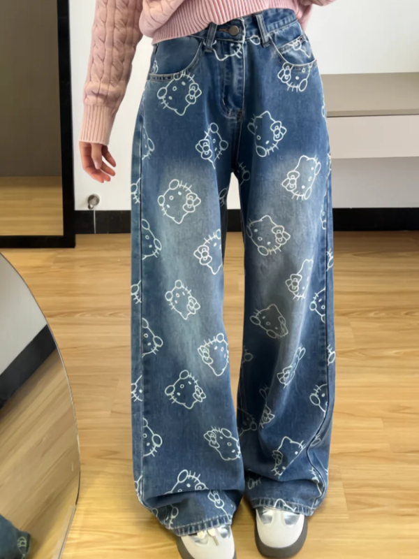 Kitty Face High-Waisted Jeans