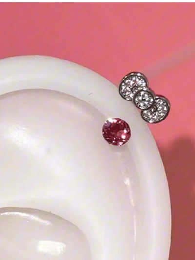Kitty Helix Red Bow Earrings