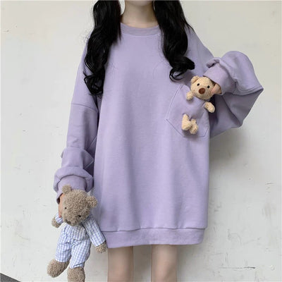 Purple Cute Bear Hoodie