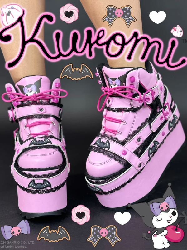Pink Kuro Dream Platforms, featuring a bold pink design with chunky soles—perfect for a kawaii punk or pastel goth style.