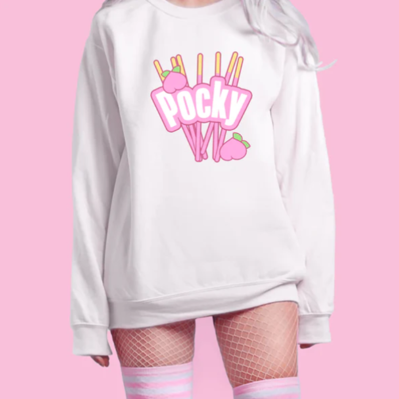 Pocky Sweatshirt White Peach