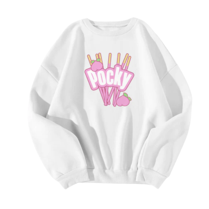Pocky Sweatshirt White Peach