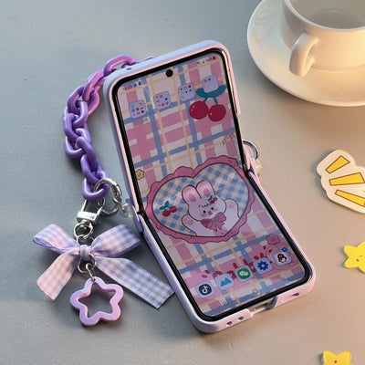 Purple Silicone Phone Case With Pendant