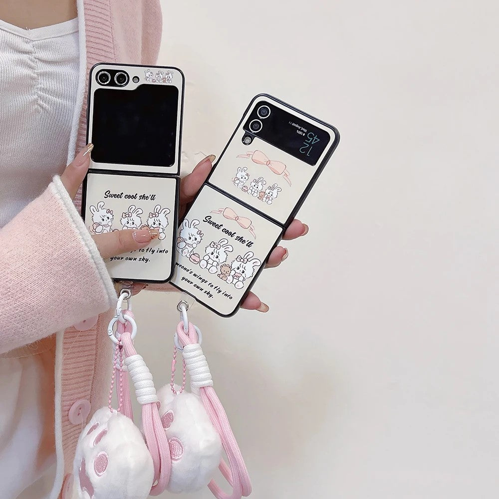 Cute Bunny Phone Case with Pendant For Samsung