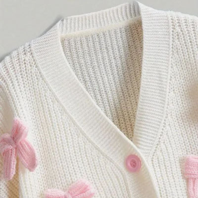 Soft Girl Kawaii Cardigan with Pastel Pink Bow