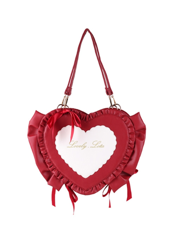 SweetheartCandyBag red heart-shaped bag with delicate ruffles around, perfect for a sweet and charming touch.