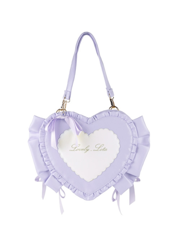 SweetheartCandyBag purple heart-shaped bag with delicate ruffles around, perfect for a sweet and charming touch.