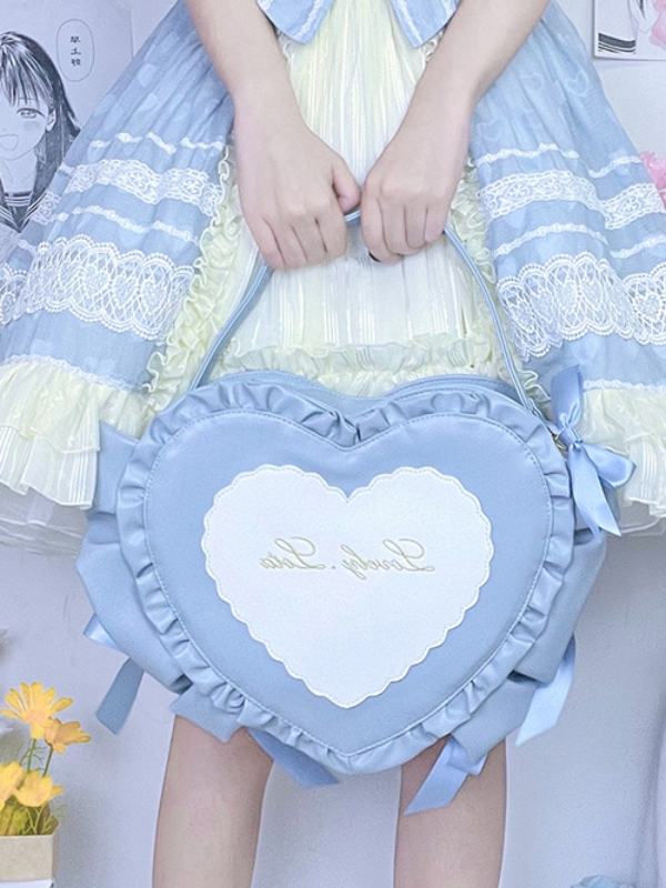 SweetheartCandyBag blue heart-shaped bag with delicate ruffles around, perfect for a sweet and charming touch.