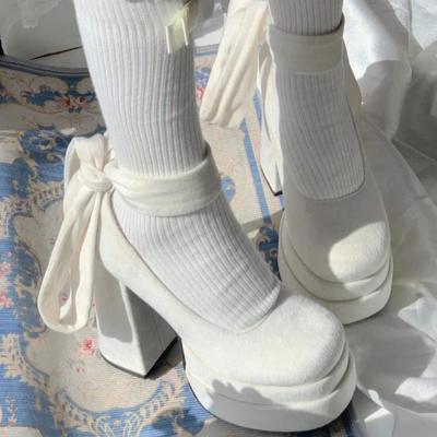 Velvet Mary Jane High Heel Shoes