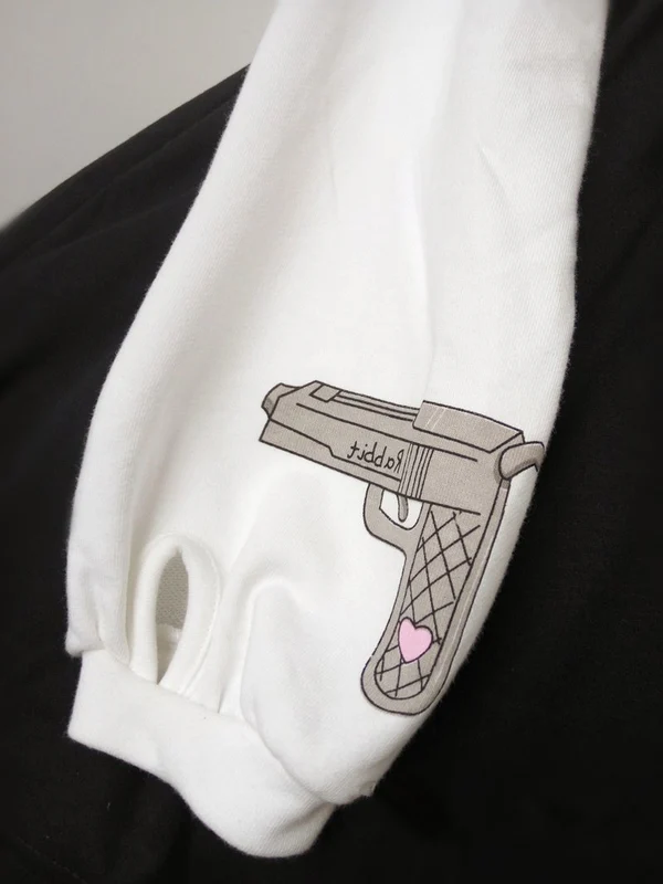 Kawaii Gloomy Bunny Set, featuring adorable bunny details with a kawaii-style gun on the sleeve for a playful yet edgy touch.