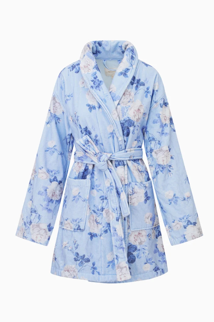 LoveShackFancy Indie Cotton Bath Robe β Blue Floral