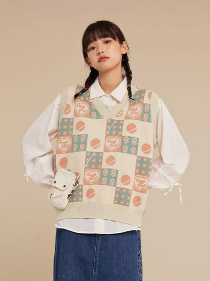 Kawaii Preppy Style Knitt Vest