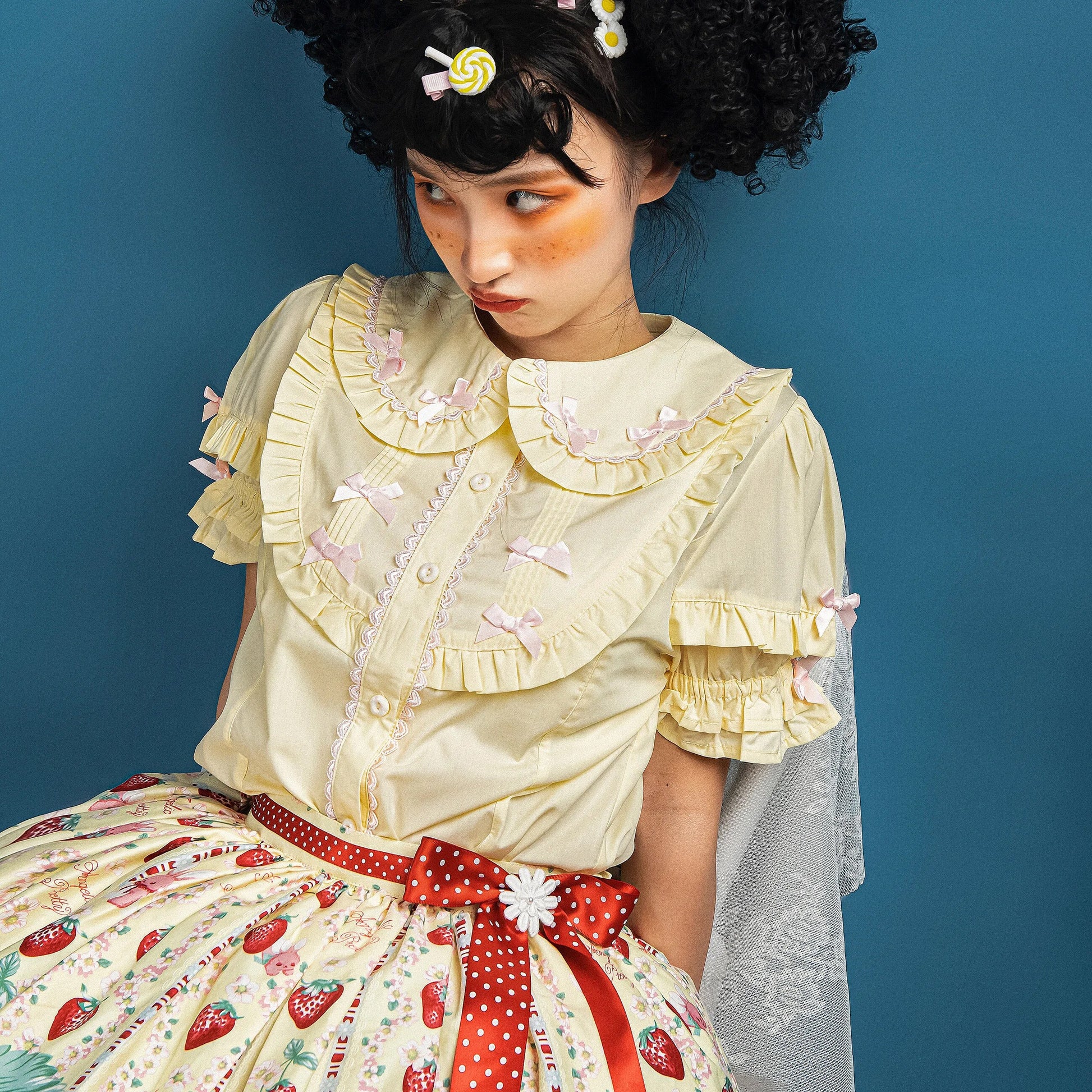 Yellow Cute Lolita Shirt Bows