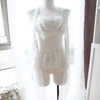 Lolita Lace Underwear Suit, elegant and charming, featuring cute lace, pastel green satin ribbon, and small roses at the center of the bra.