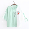 Japanese Style Cute Rabbit Tee in green, featuring an adorable rabbit design for a charming and playful look with a touch of Japanese kawaii style.