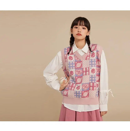 Kawaii Preppy Style Knitt Vest